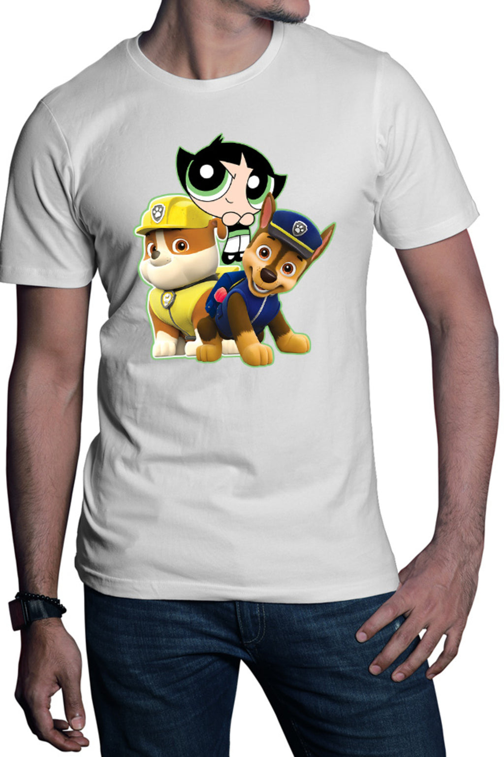 Tricou barbati Paw Patrol Buttercup Powerpuff Girls Police Pup