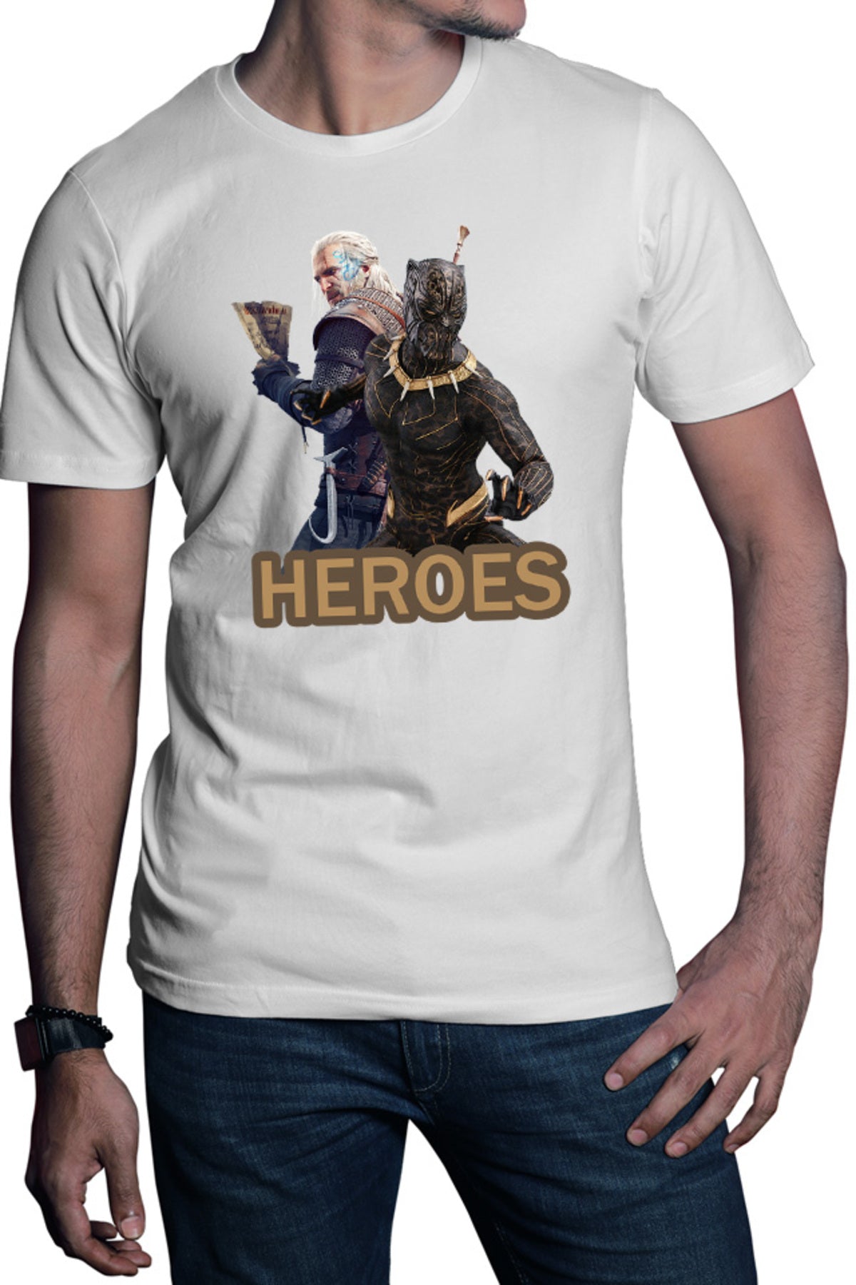 Tricou barbati Black Panther Witcher Gerald Vampires Medieval