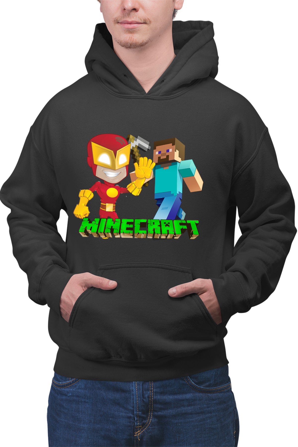Hanorac barbati The Flash Minecraft Steve Super Hero