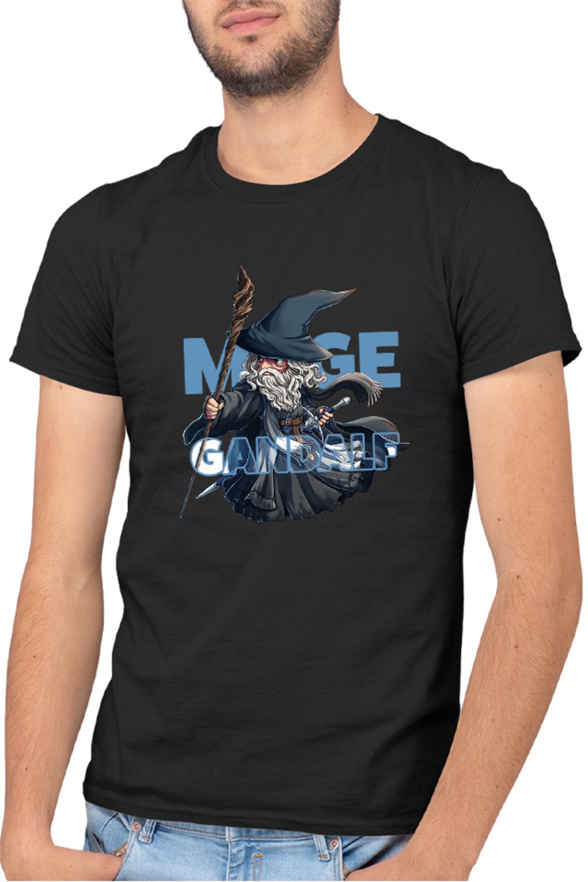 Tricou barbati Lord of the Rings Mage Gandalf Chibi Cute Power