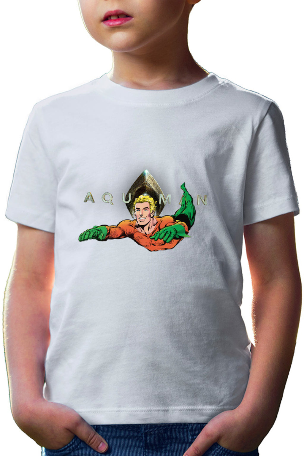 Tricou copii Aquaman Logo Jump Water Swim Hero Strong