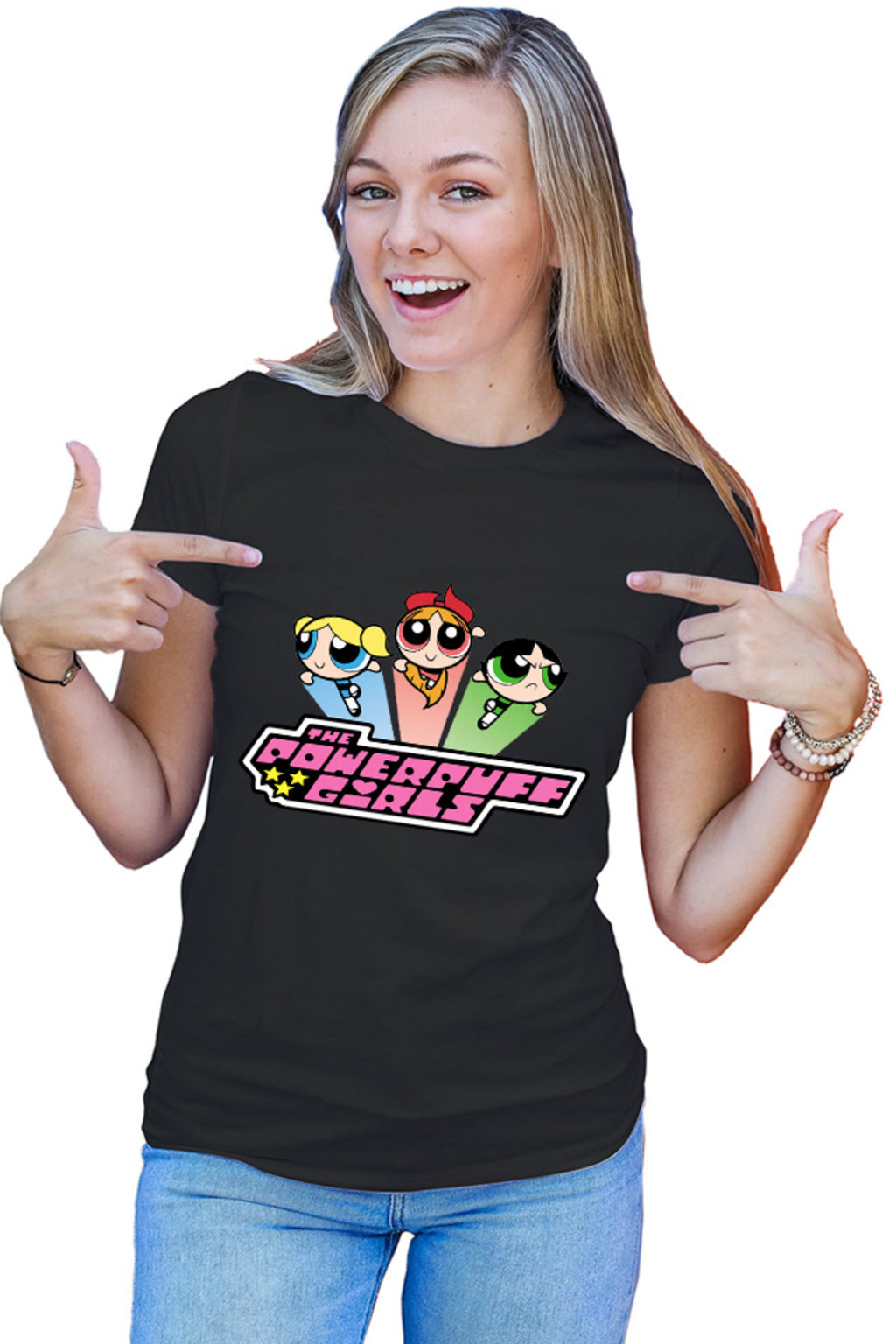 Tricou dama The Powerpuff Girls Logo Trio Adventure Funny