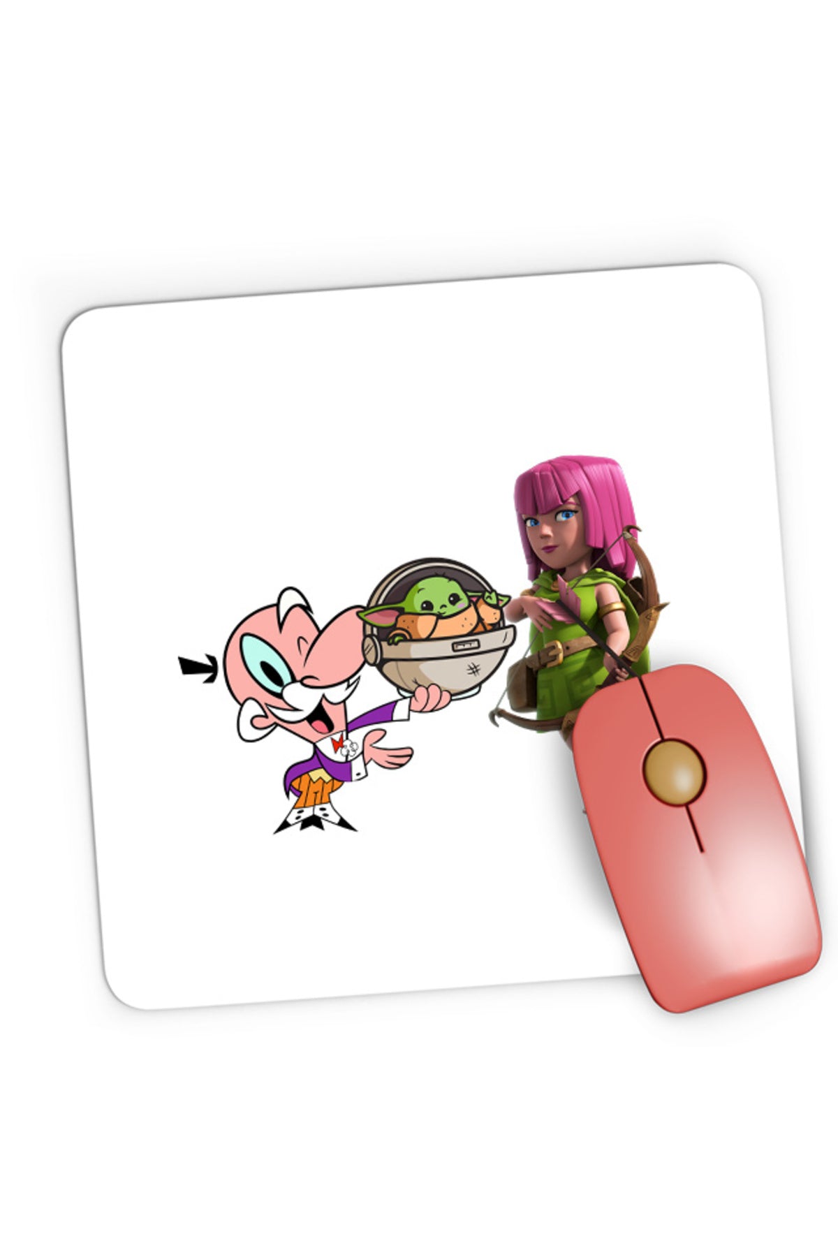 Mousepad Gaming Clash of Clans Powerpuff Girls Mayor Star Wars Baby Yoda, 21x19 cm