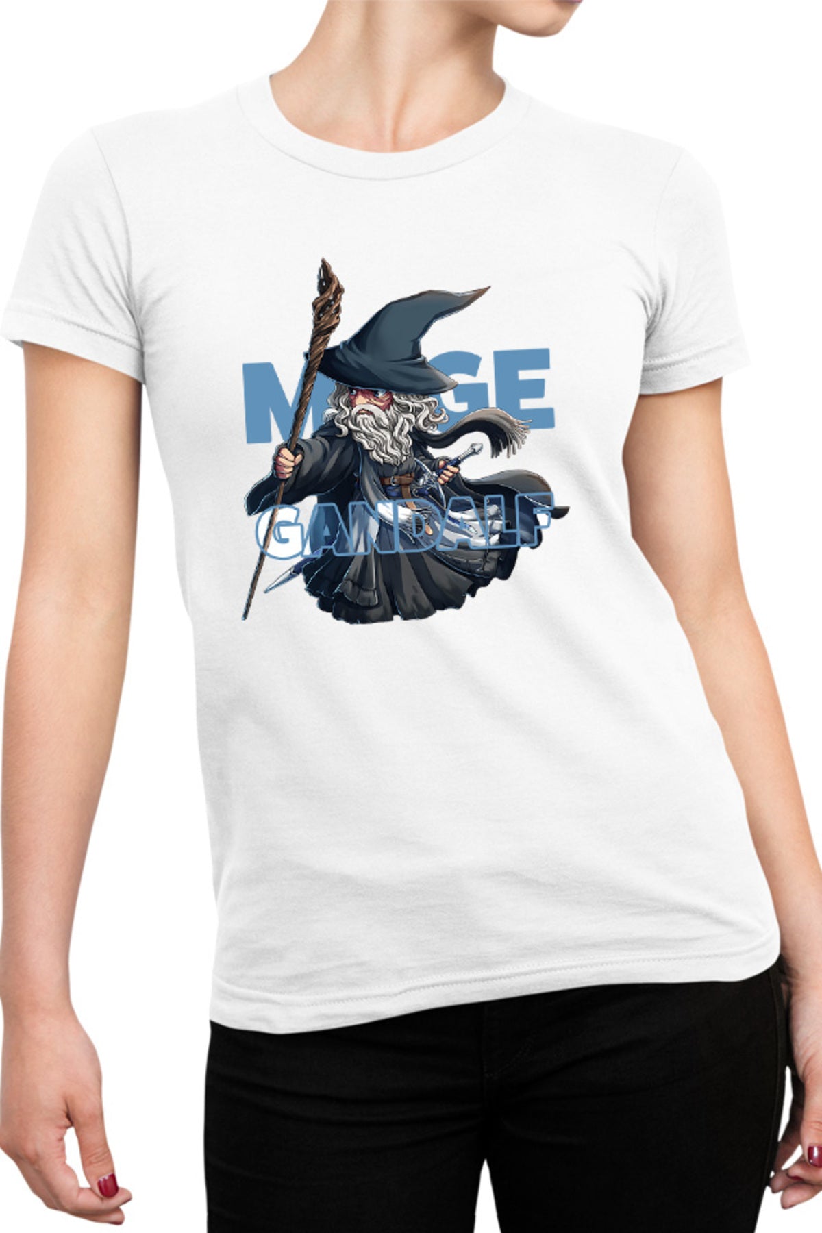 Tricou dama Lord of the Rings Mage Gandalf Chibi Cute Power