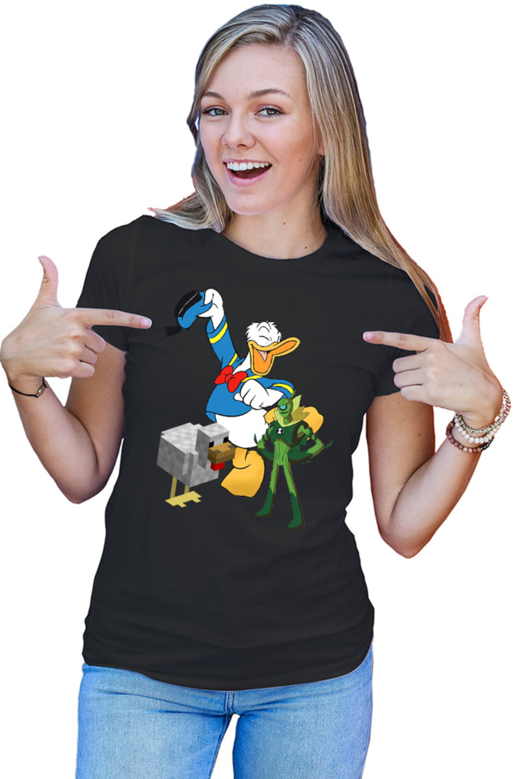 Tricou dama Donald Duck Minecraft Chicken Ben10 Alien Watch Pixel
