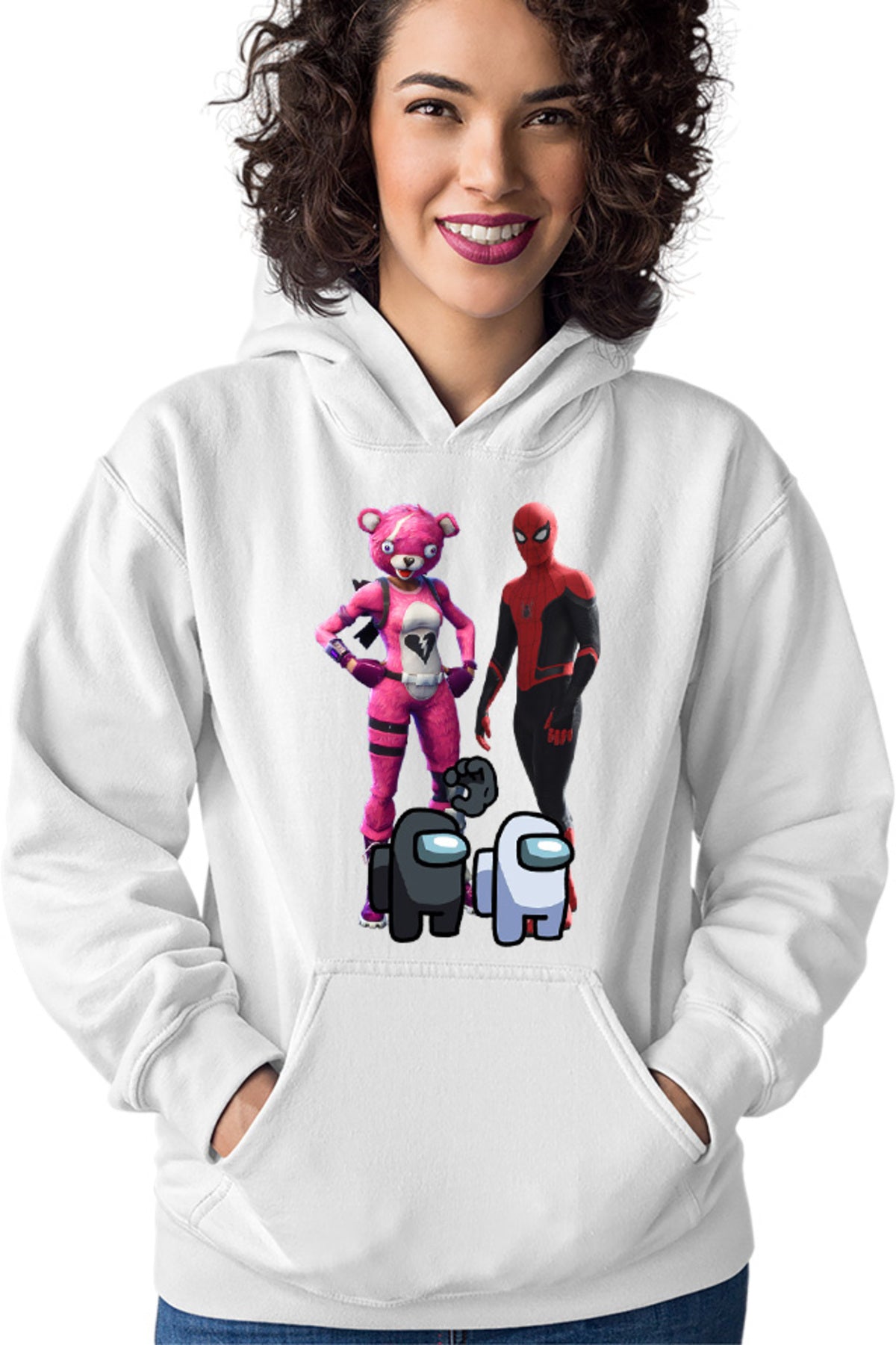 Hanorac dama Fortnite Pink Rabbit Skin Easter Event Spiderman Cool