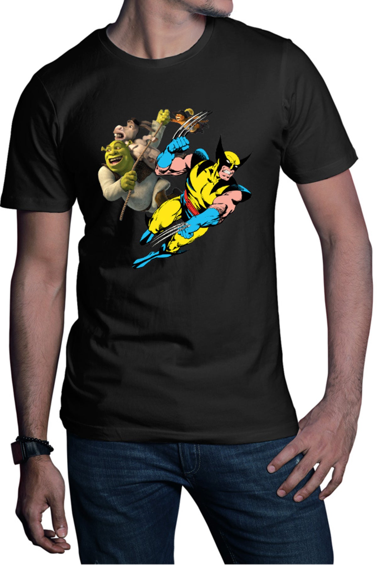 Tricou barbati Wolverine Shrek Rope Marvel DC