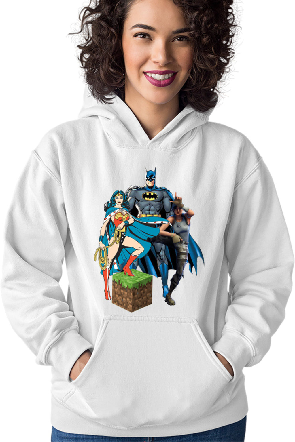 Hanorac dama Wonder Woman Minecraft Grass Cube Batman Fortnite Dance
