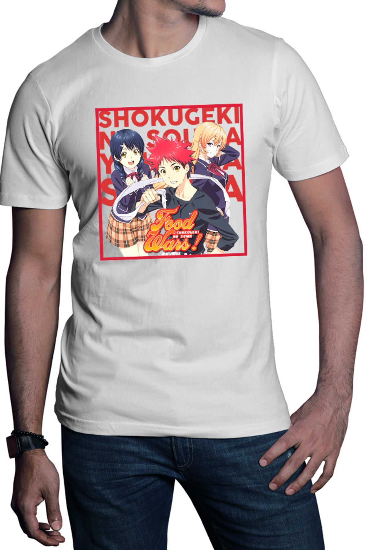 Tricou barbati Food Wars Souma Megumi Erica Trio Anime Cook
