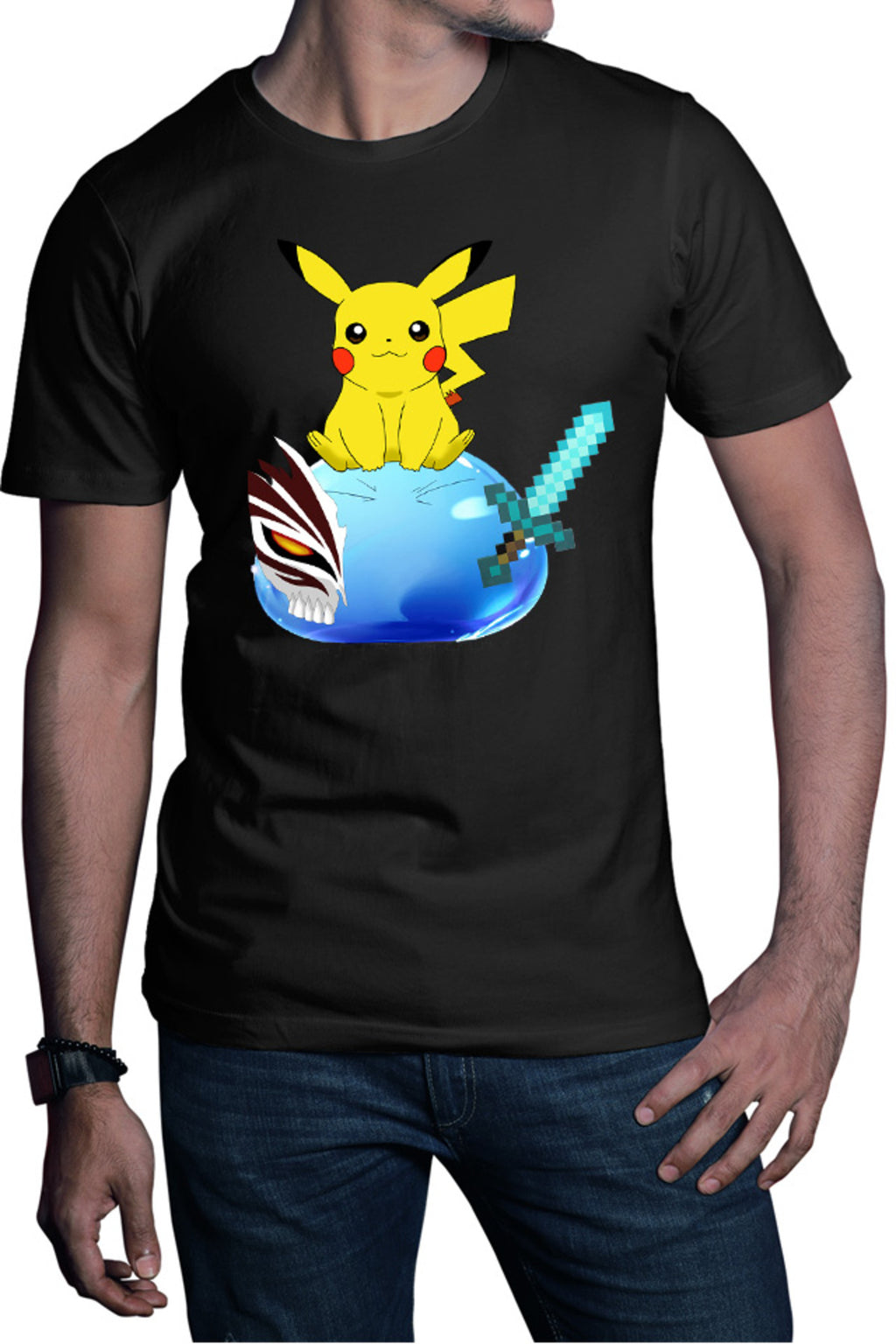 Tricou barbati TenSura Slime Isekai Pikachu Ichigo Ghoul Minecraft