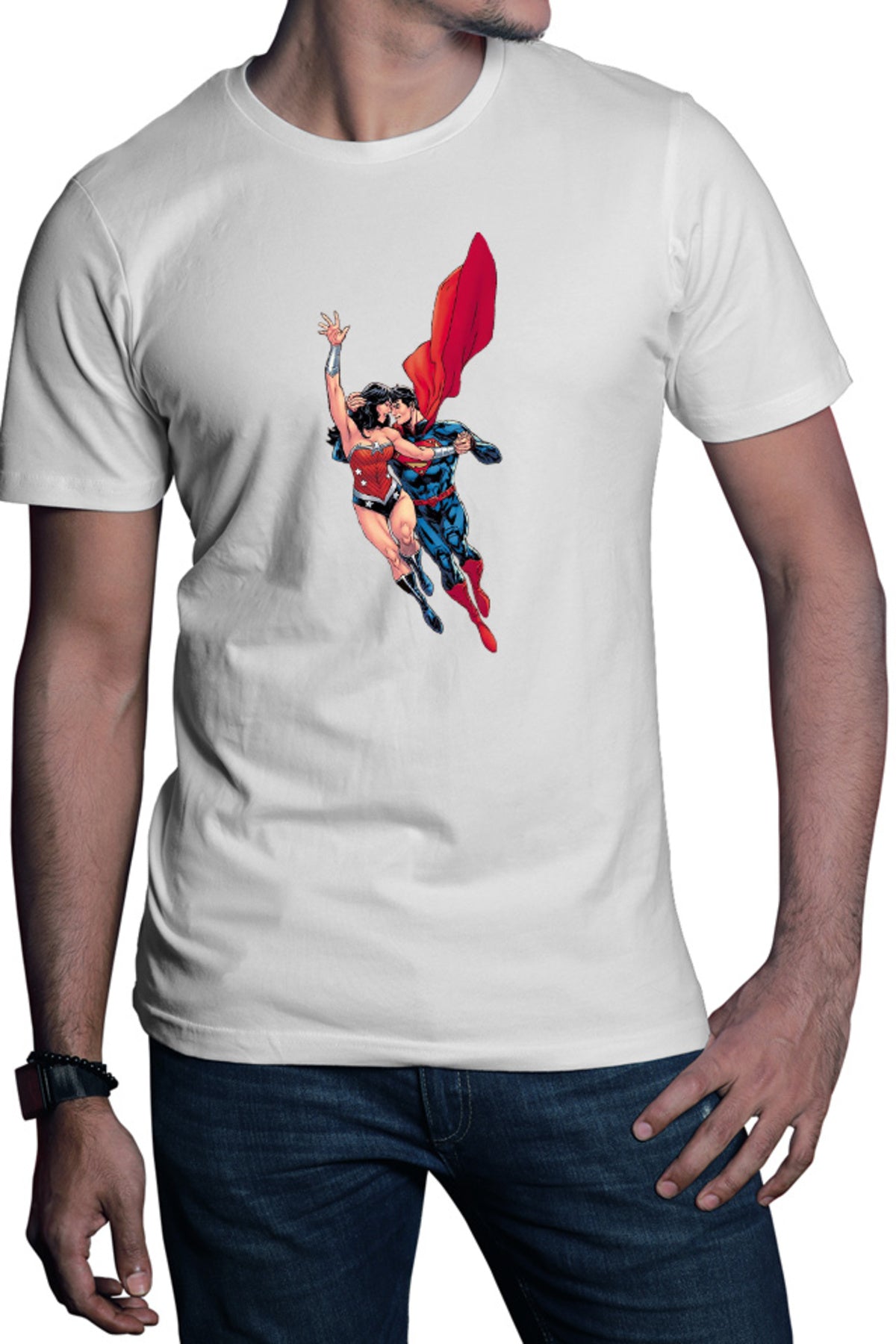 Tricou barbati Wonder Woman Superman Super Lovers Fly Cape Save Protect
