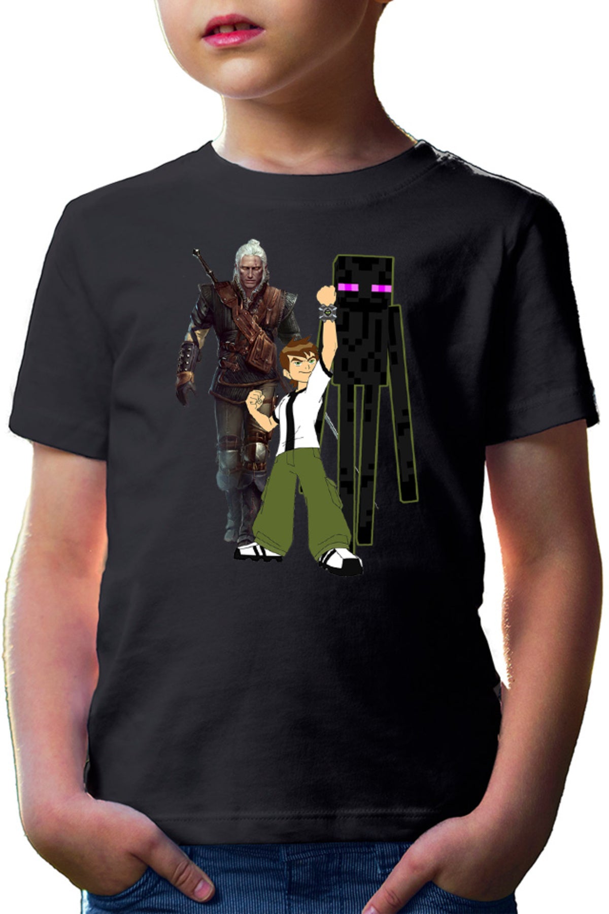 Tricou copii Ben 10 Watch Minecraft Enderman Witcher Gerald Sword