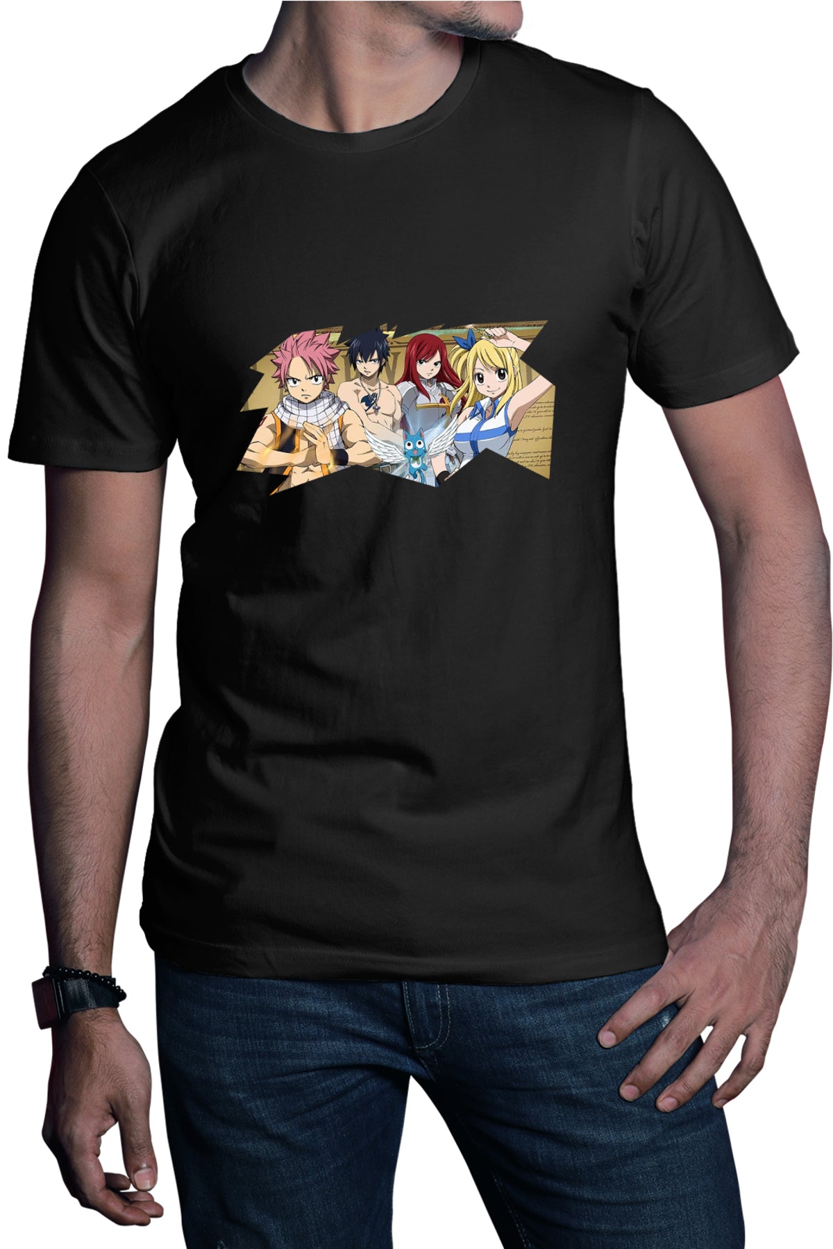 Tricou barbati Fairy Tail Best Friends Funny Cat Anime