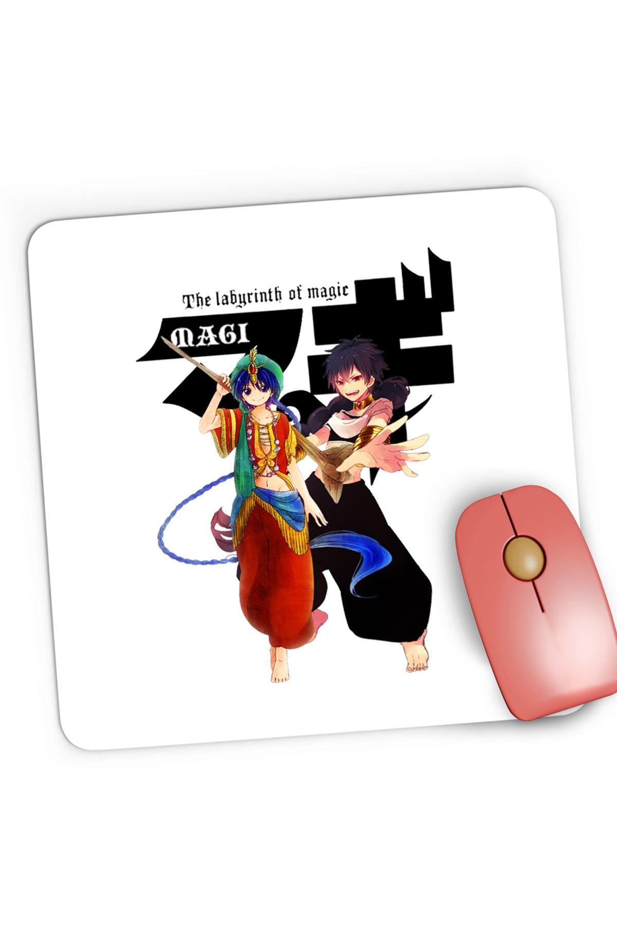 Mousepad Gaming Magi The Labyrinth of Magic Alladin Judar Fight Pose Logo, 21x19 cm