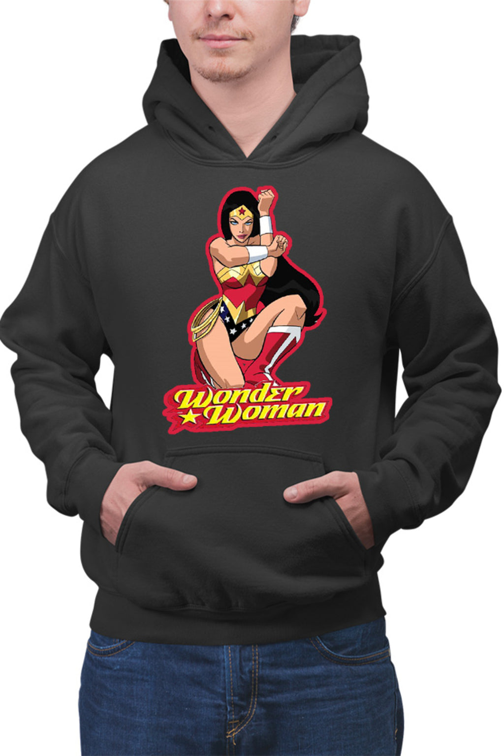 Hanorac barbati Wonder Woman Red Lady Cartoon English Power Star