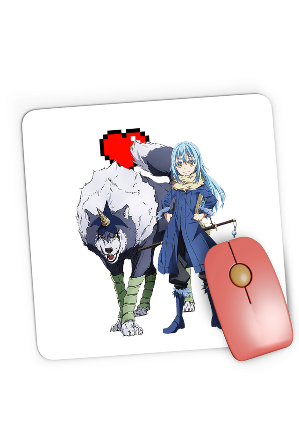 Mousepad Gaming TenSura Slime Isekai Rinmuru Ranga Minecraft Heart, 21x19 cm