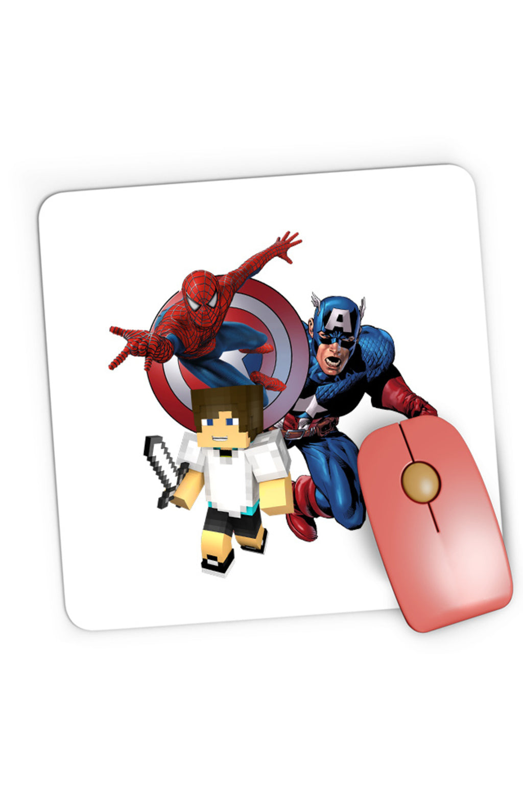 Mousepad Gaming Captain America Spiderman Minecraft Super Hero Save, 21x19 cm