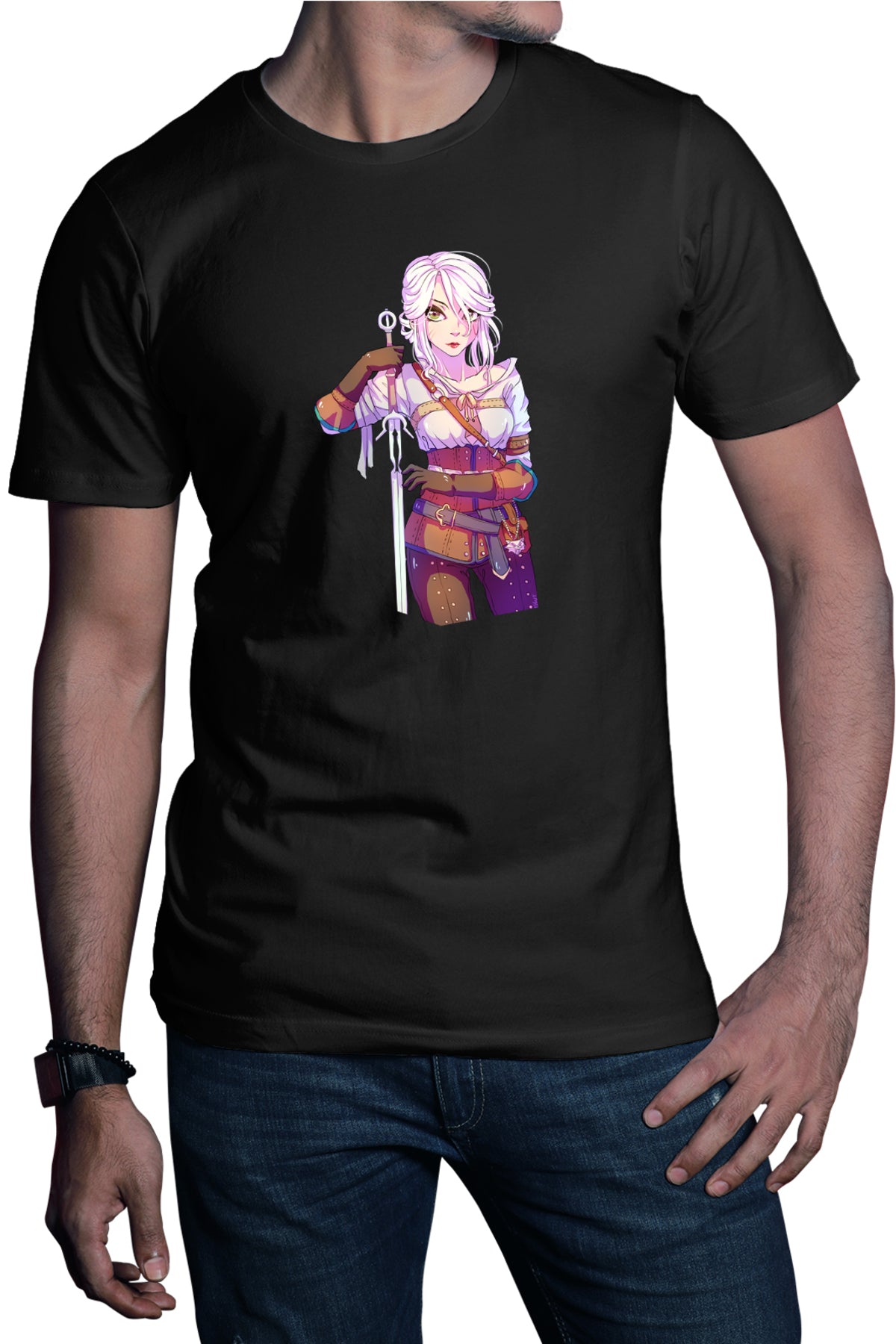Tricou barbati The Witcher Ciri Anime Mangaka Girl Hunter