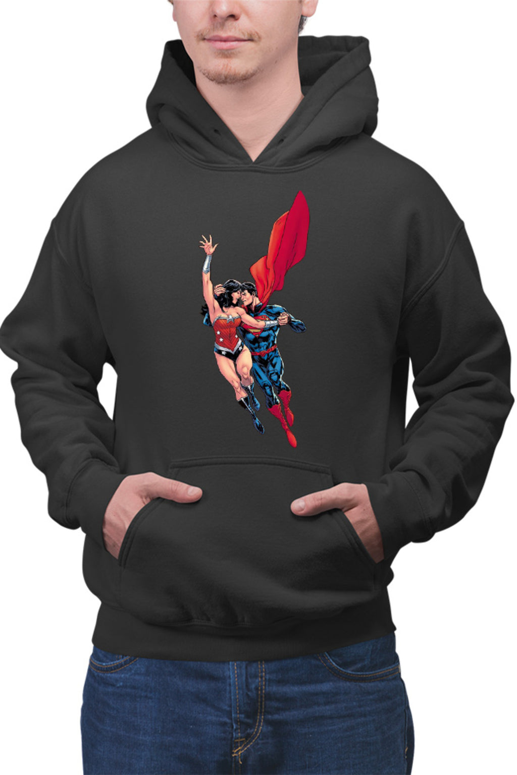 Hanorac barbati Wonder Woman Superman Super Lovers Fly Cape Save Protect