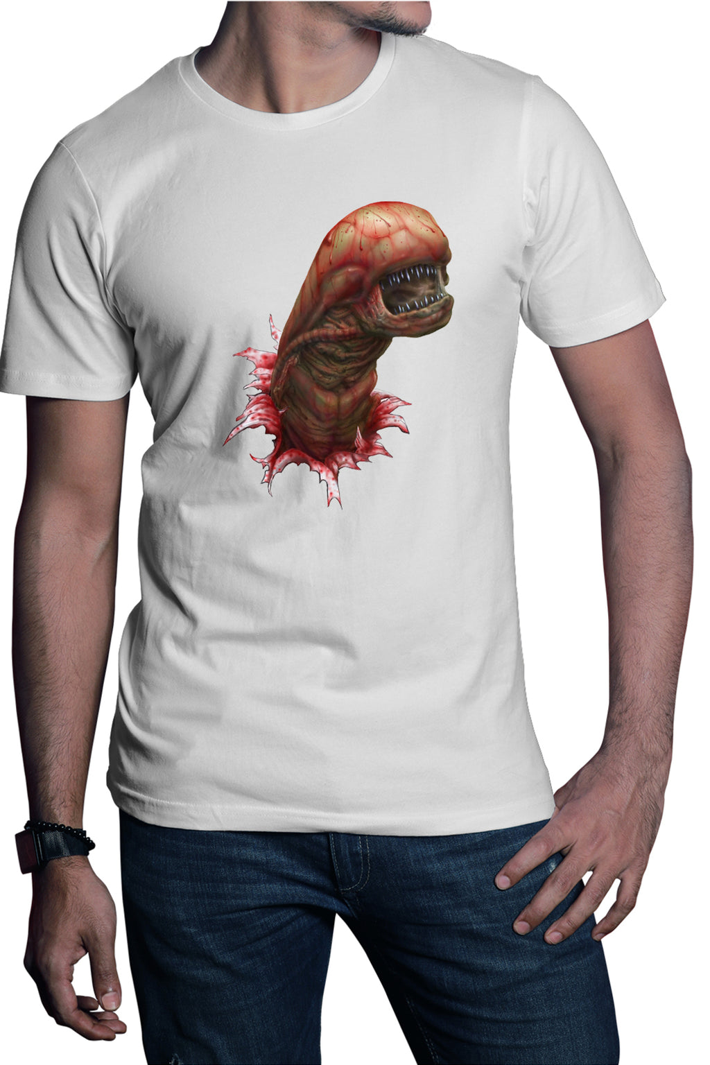 Tricou barbati Predator Alien Baby Red Monster Terminator