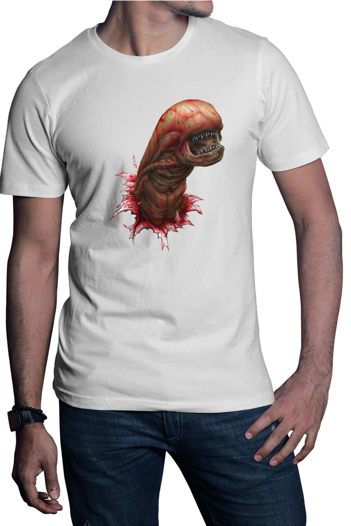 Tricou barbati Predator Alien Baby Red Monster Terminator