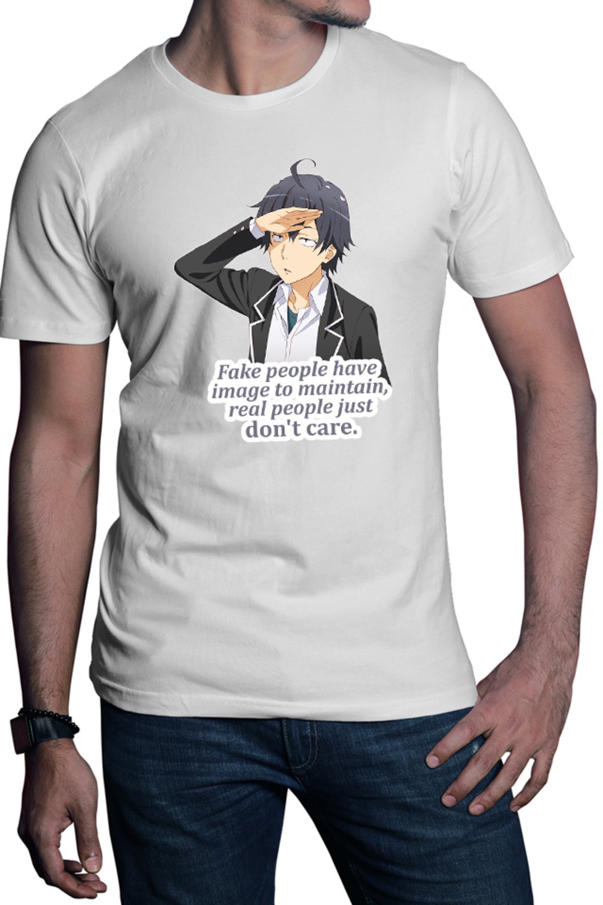 Tricou barbati OreGairu Hikigaya Hachiman Fake Otaku