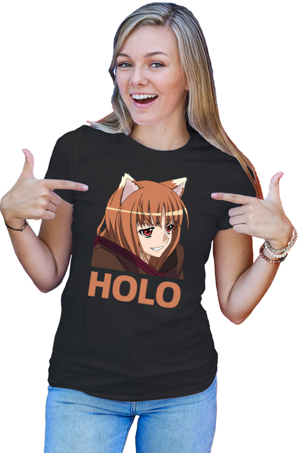 Tricou dama Spice And Wolf Holo Funny Face Anime Japan