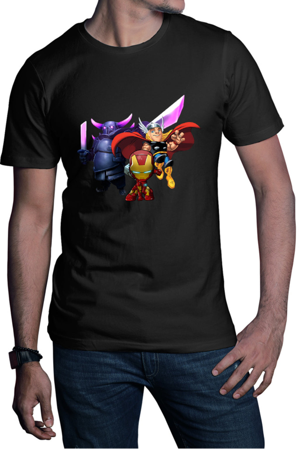 Tricou barbati Clash of Clans Massive Tank HP Thor Iron Man Super Power
