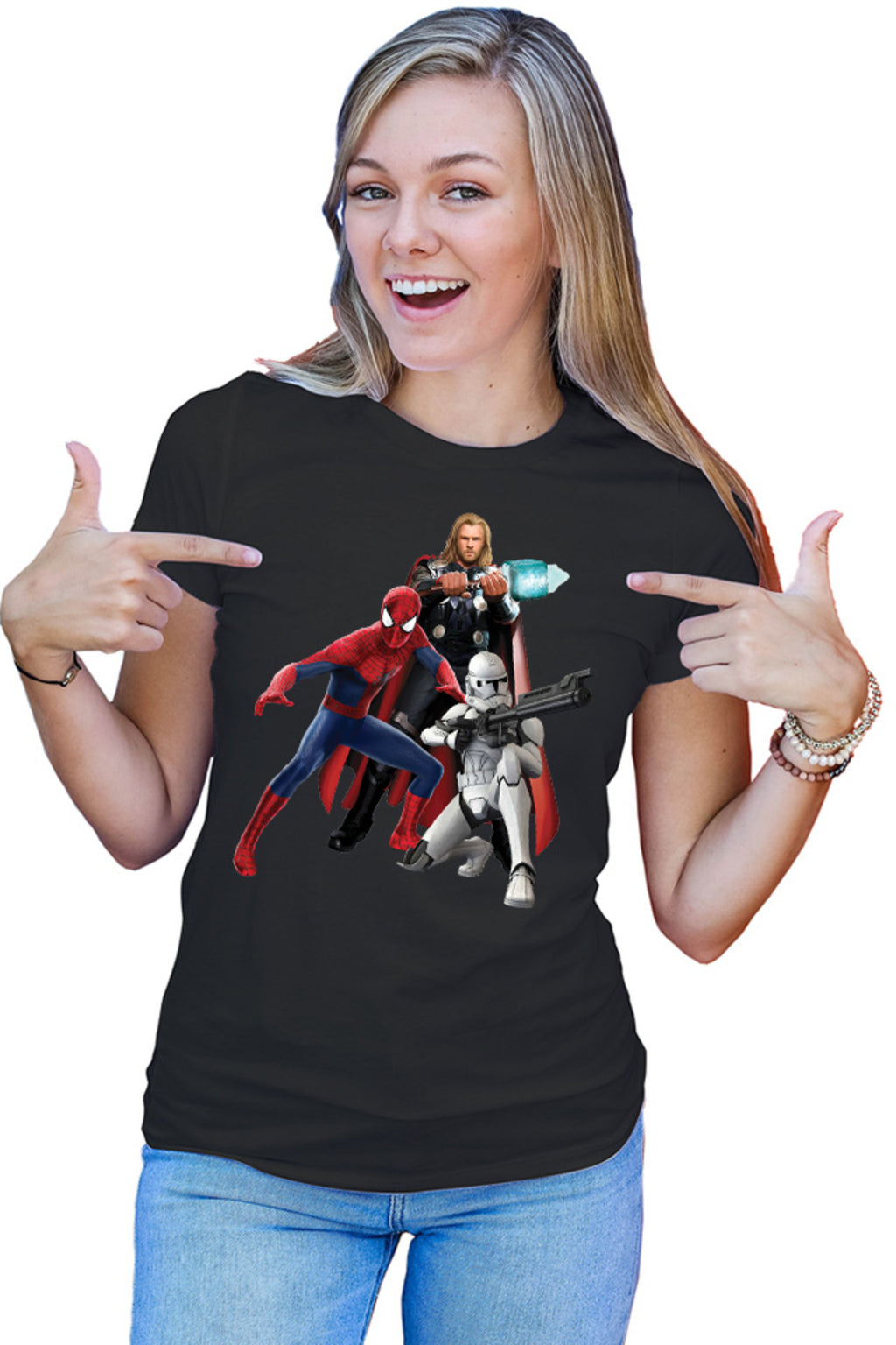 Tricou dama Star Wars Spiderman Thor Marvel Clone Trooper
