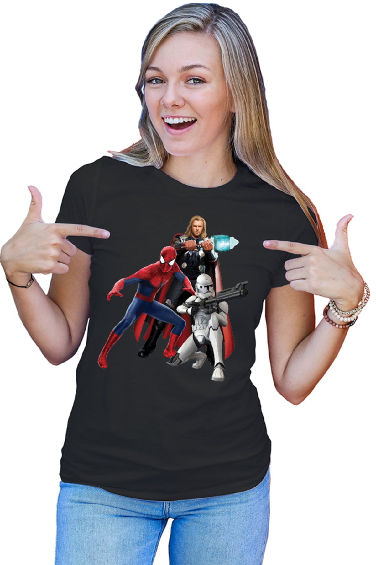 Tricou dama Star Wars Spiderman Thor Marvel Clone Trooper