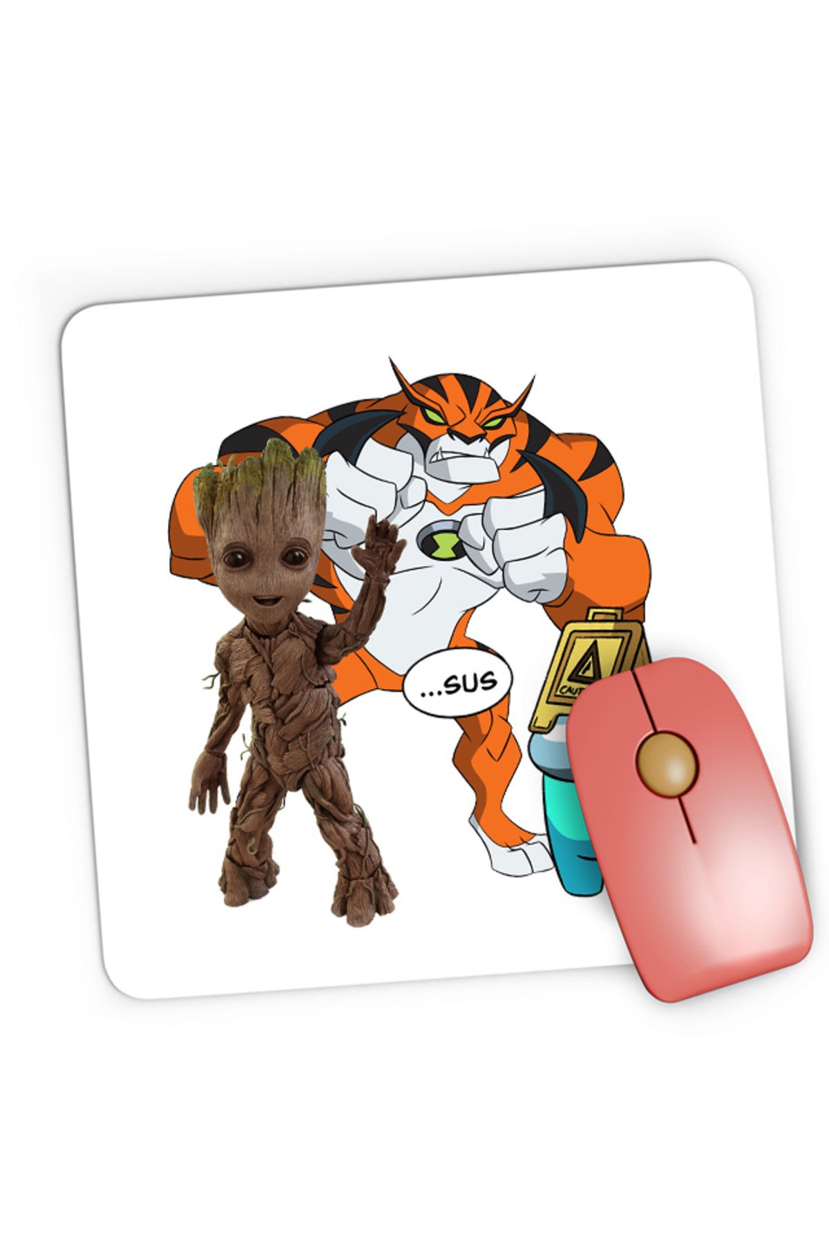 Mousepad Gaming Baby Groot Ben 10 Huge Cat Among Us Sus, 21x19 cm