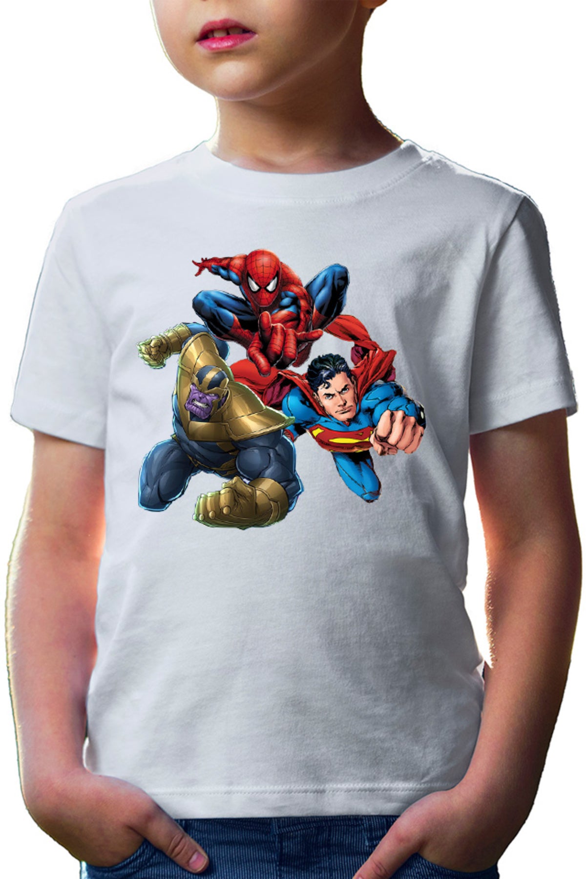 Tricou copii Thanos Superman Spiderman Hero Gems Avangers