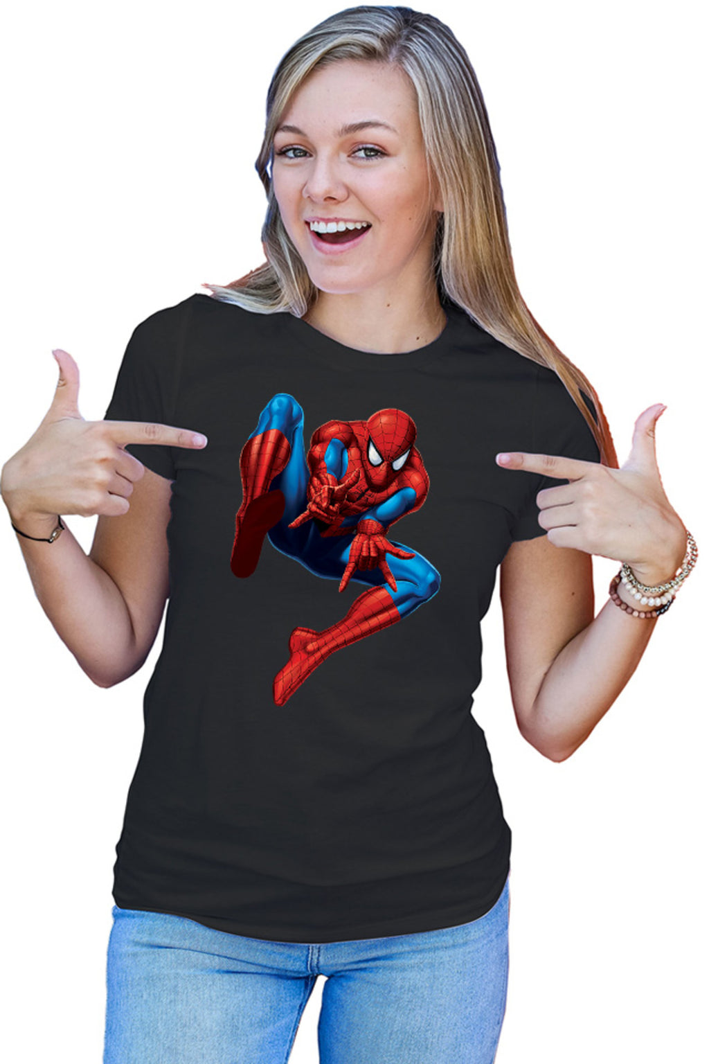 Tricou dama Spiderman Web Push Supervillains Alien Bite Hero