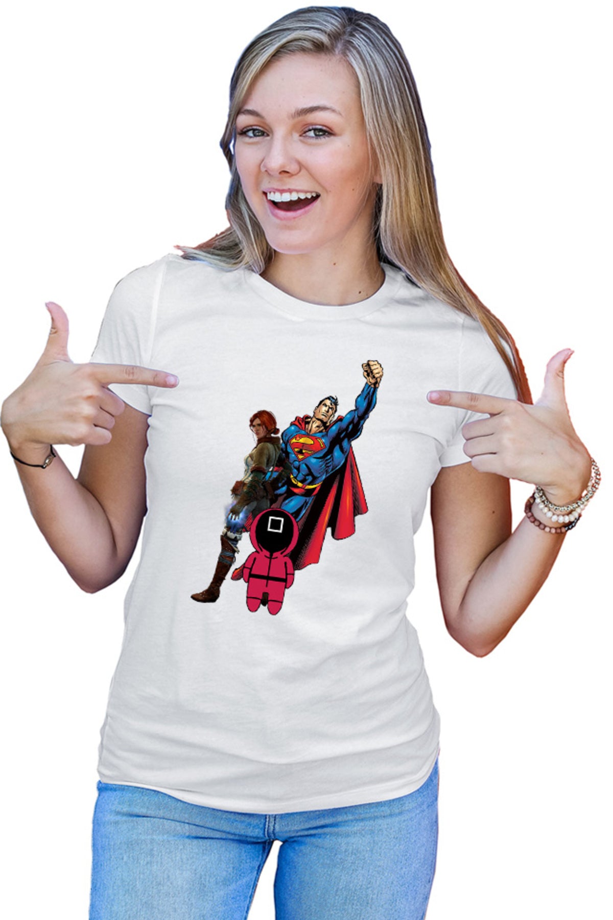 Tricou dama Squid Game Superman Witcher Triss Superpowers