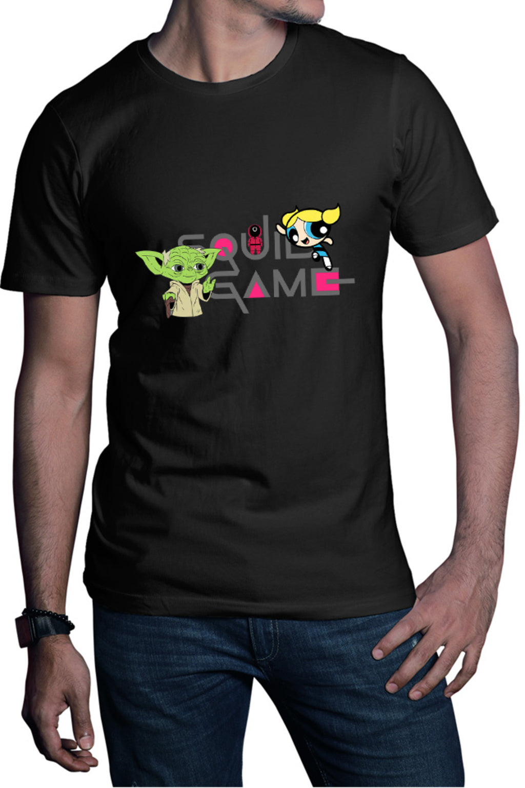 Tricou barbati Squid Game Bubble Yoda Master