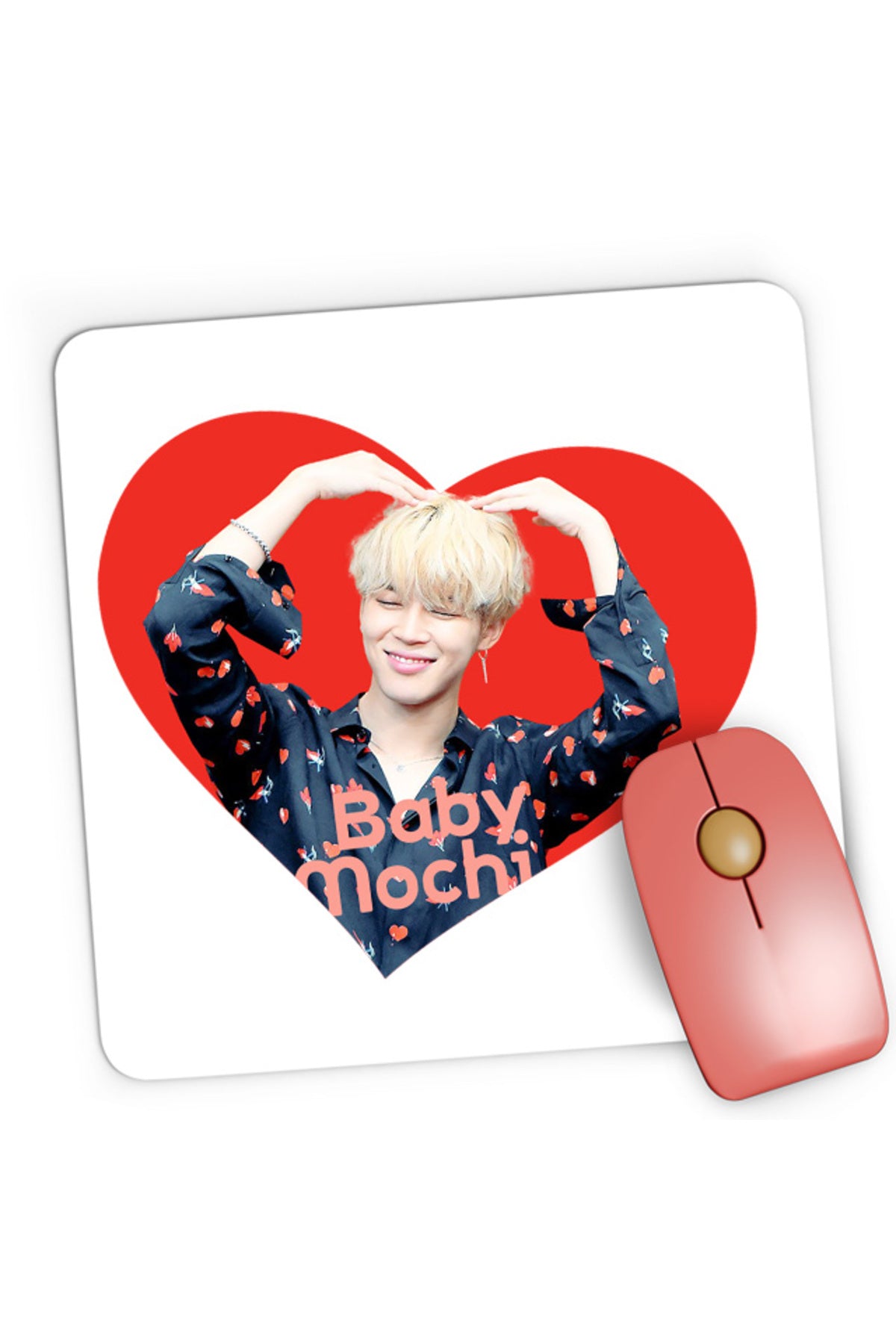 Mousepad Gaming BTS Jimin Baby Mochi Happy Face Smile, 21x19 cm