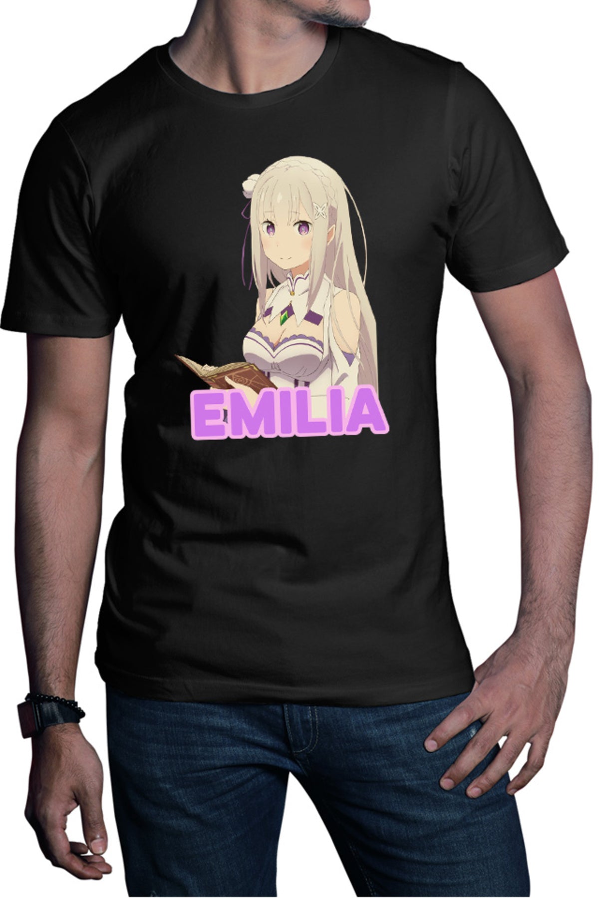 Tricou barbati Re Zero Emilia Cat Magical Princess Kind Wizard Time