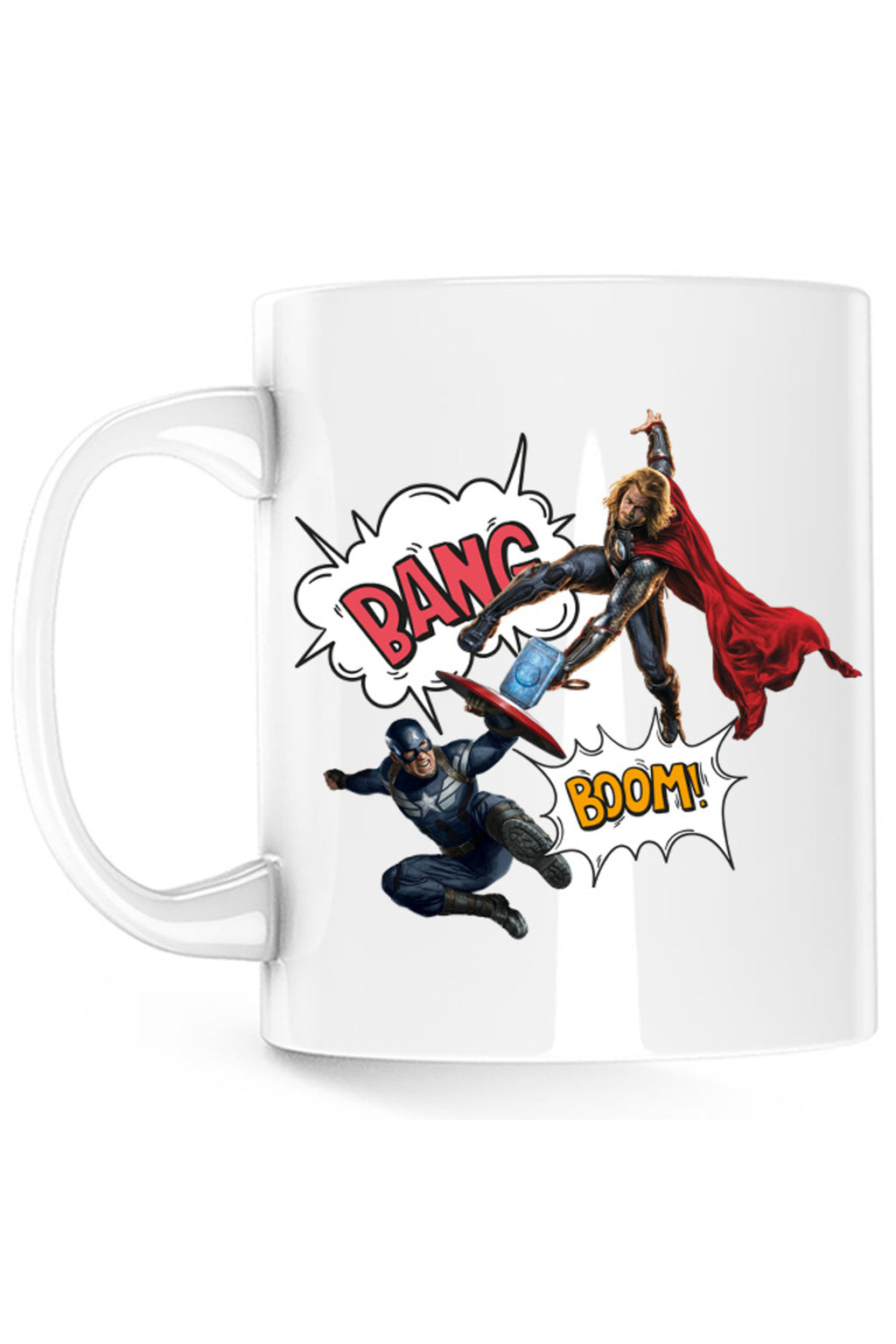 Cana Thor Captain America Fight Shield Hammer Comics Balloons, alba, 330 ml