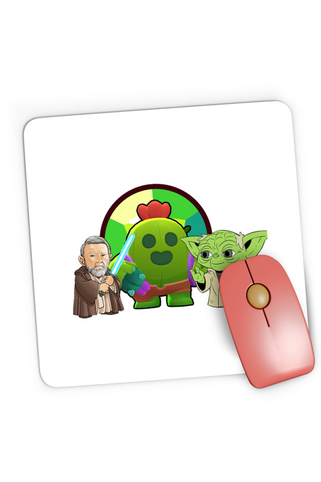 Mousepad Gaming Brawl Stars Cactus Flower Bio StarWars Obi Wan Kenobi Yoda, 21x19 cm