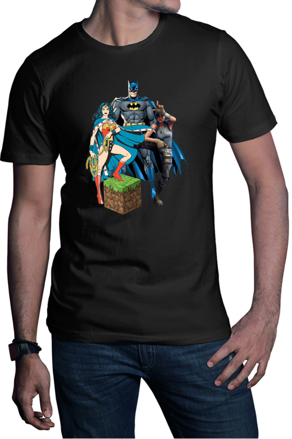 Tricou barbati Wonder Woman Minecraft Grass Cube Batman Fortnite Dance
