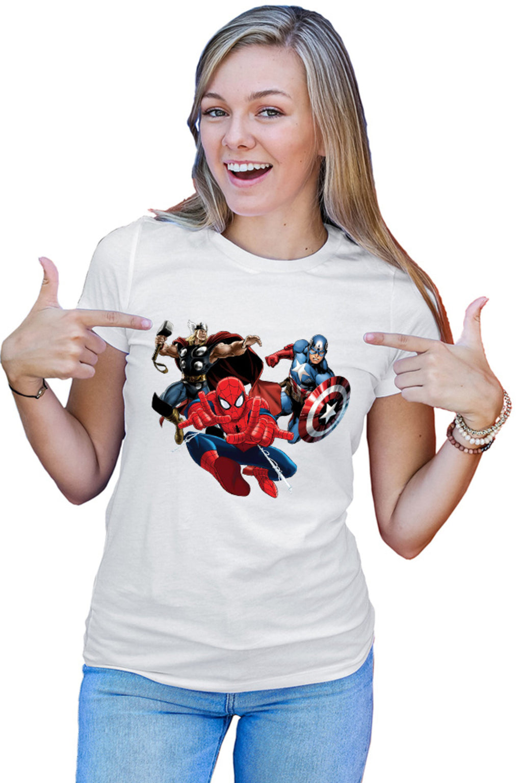 Tricou dama Spiderman Captain America Thor Fly Hero Cool