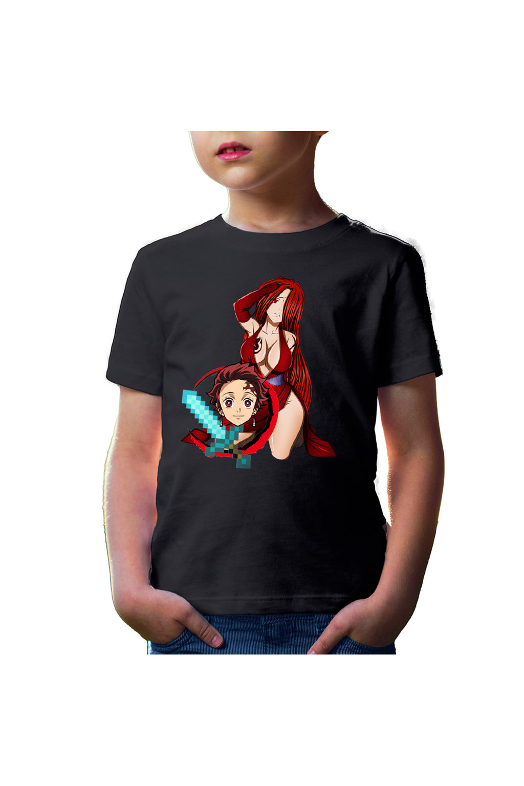 Tricou copii Fairy Tail Demon Slayer Erza Tanjirou Minecraft