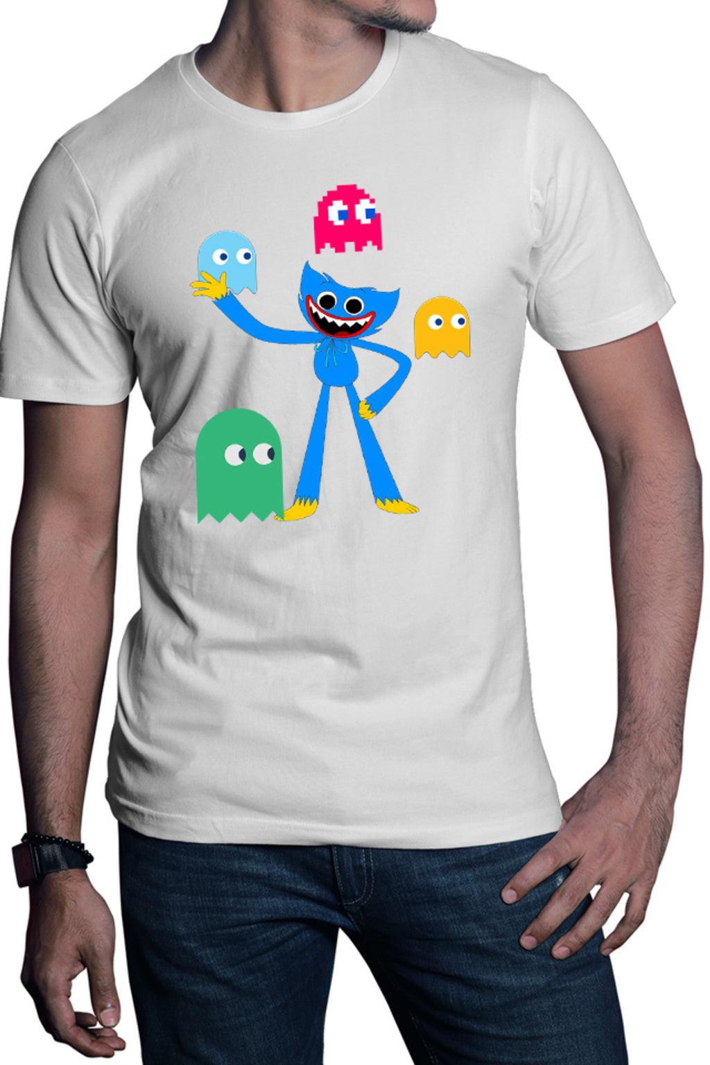 Tricou barbati Huggy Wuggy Pac Man Ghost NPC Horror Game