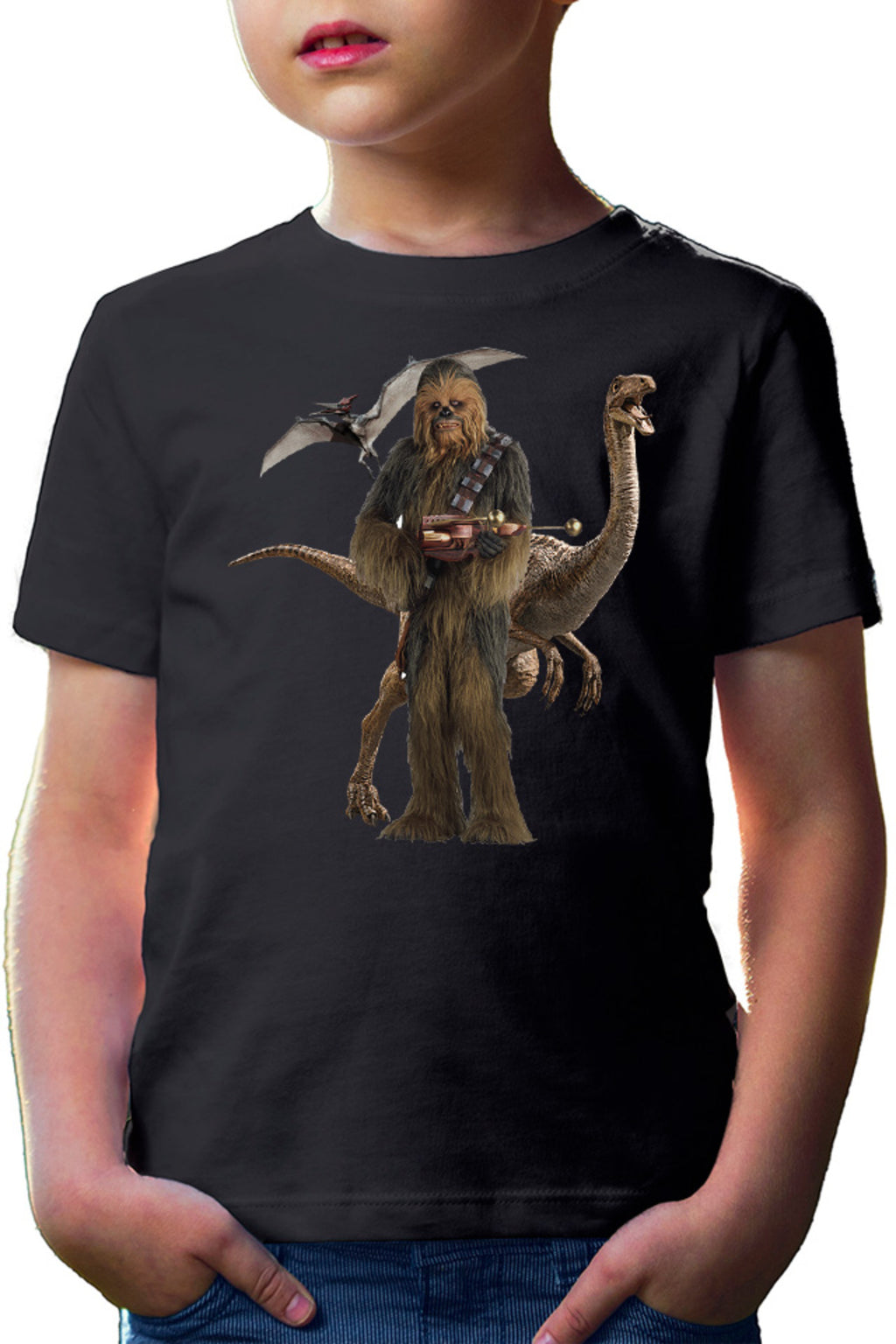 Tricou copii Star Wars Chewbacca T-Rex Flying Dinossaur