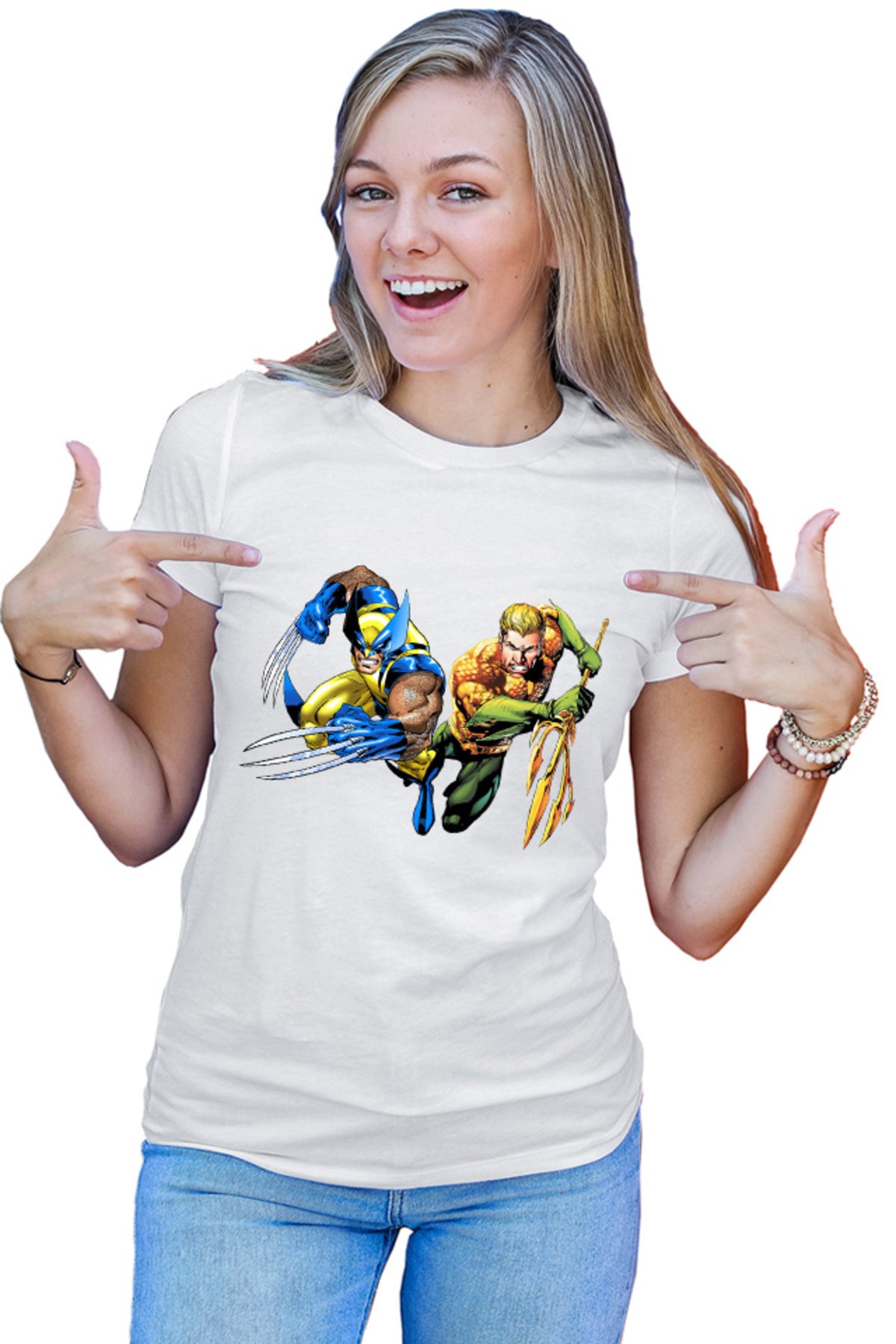 Tricou dama Aquaman Wolverine Superhero Super Powers Wolf Cartoons DC