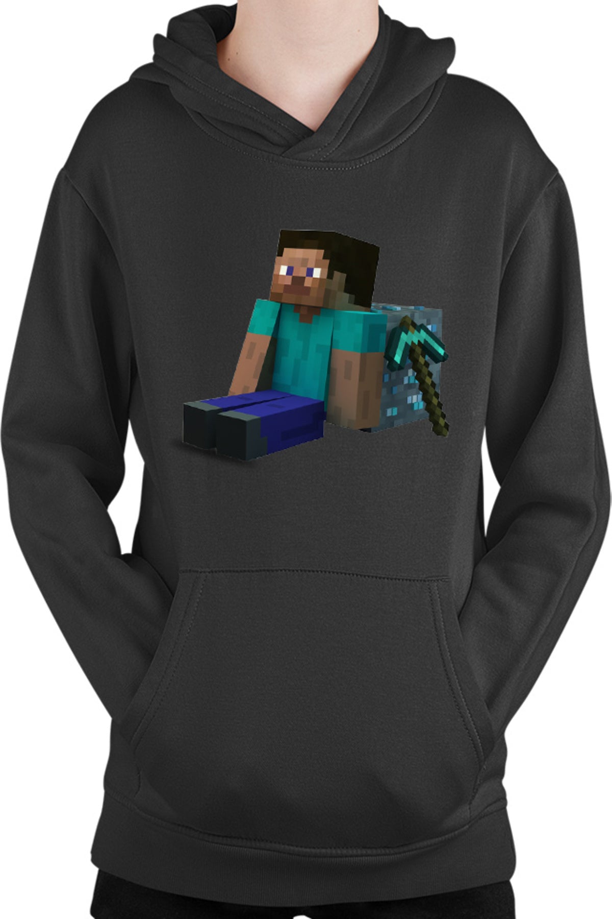 Hanorac copii Minecraft Diamond Cube Pickaxe Mining Sit Steve