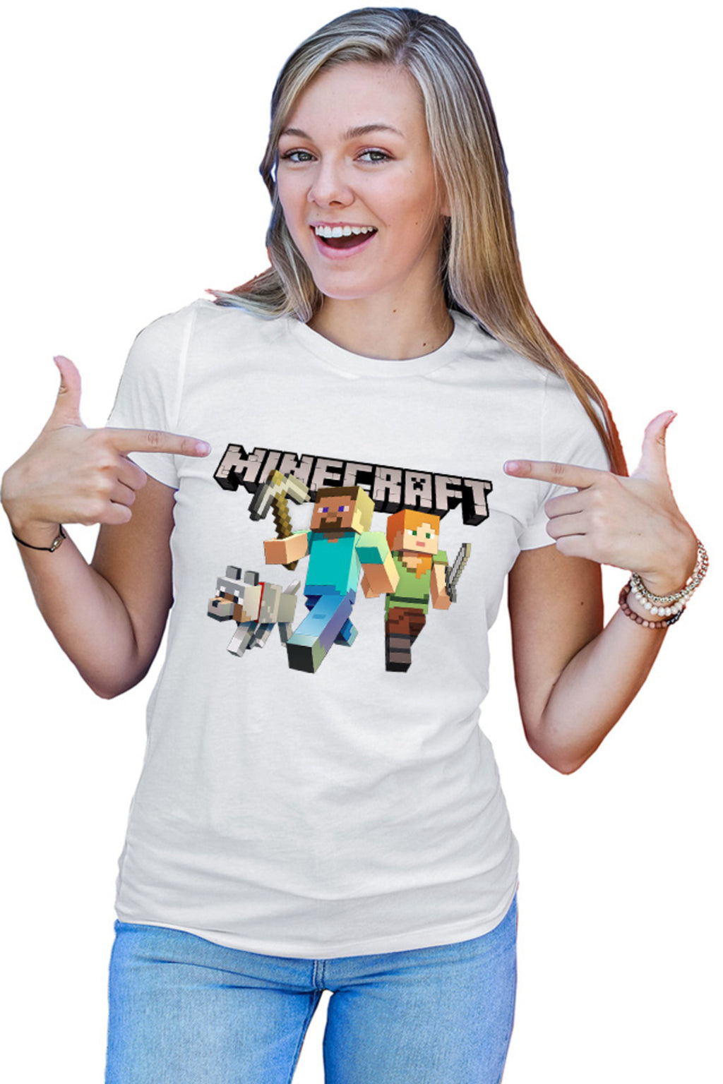 Tricou dama Minecraft Go Mining Gold Power Red Stone Farm