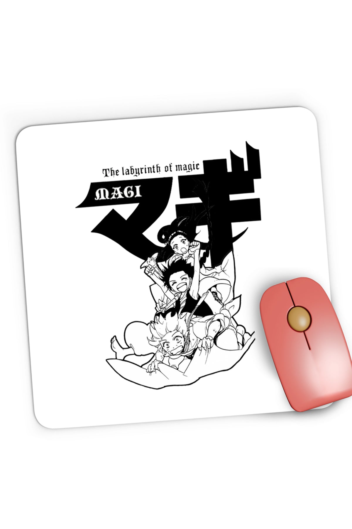 Mousepad Gaming Magi The Labyrinth of Magic Protagonists Group Manga White Black, 21x19 cm