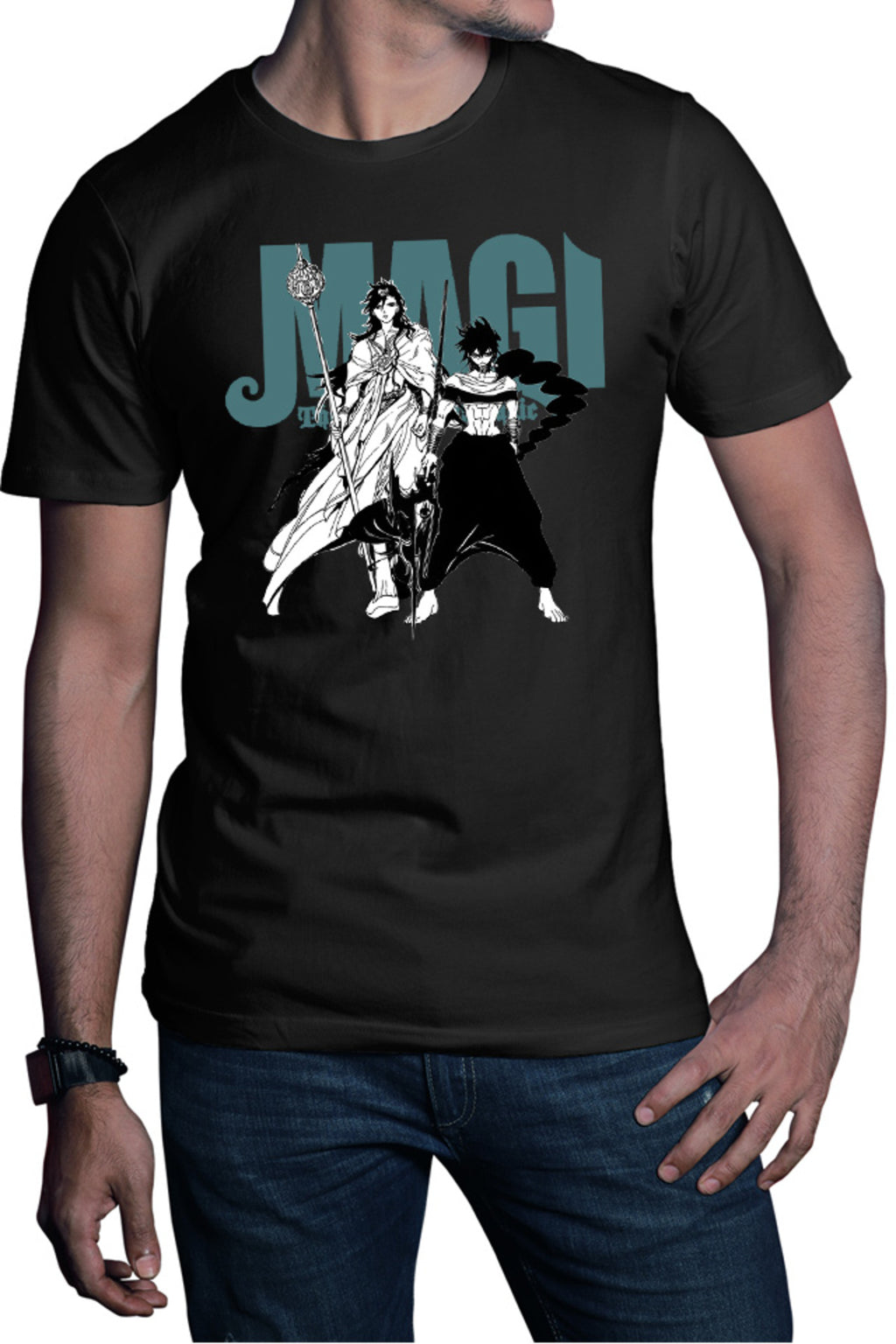 Tricou barbati Magi The Labyrinth of Magic Group Photo Judar Sinbad Manga Style