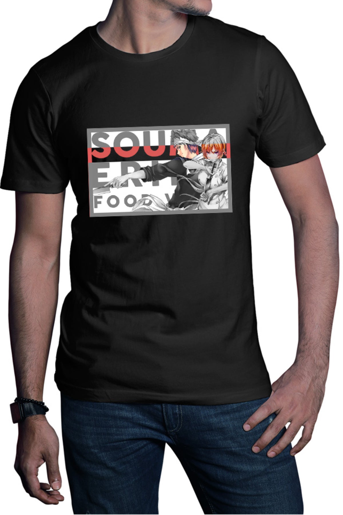 Tricou barbati Food Wars Souma Erina Manga Knife Anime Rosub